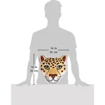 Silhouette of a person wearing a leopard face mask with arrows showing 14 in 35 cm width across the chest and 14 in 35 cm height | PricZone
