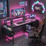 Enhomee 40 Home Office Desk with Power Outlets and LED Strip 4 | PricZone