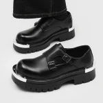 Men Casual Leather Shoes Fashion Derby Round Toe Toe Trendy 4 | PricZone