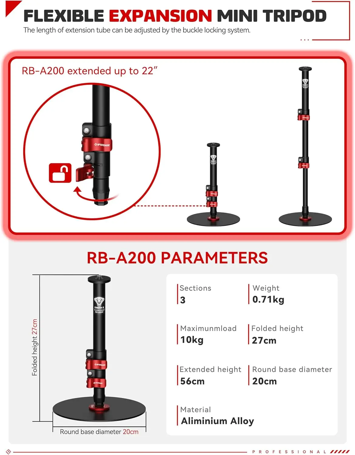 Desktop Tripod for DSLR Camera and Lights 12