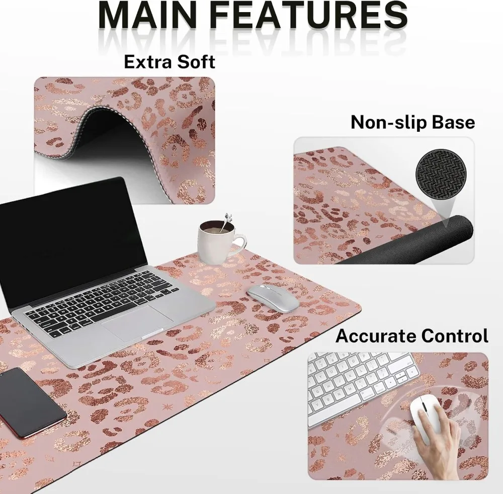 In1 Leopard Rose Gold Desk Mat with Wrist Support 3 | PricZone In 1 Leopard Rose Gold Desk Mat with Wrist Support 3 | PricZone
