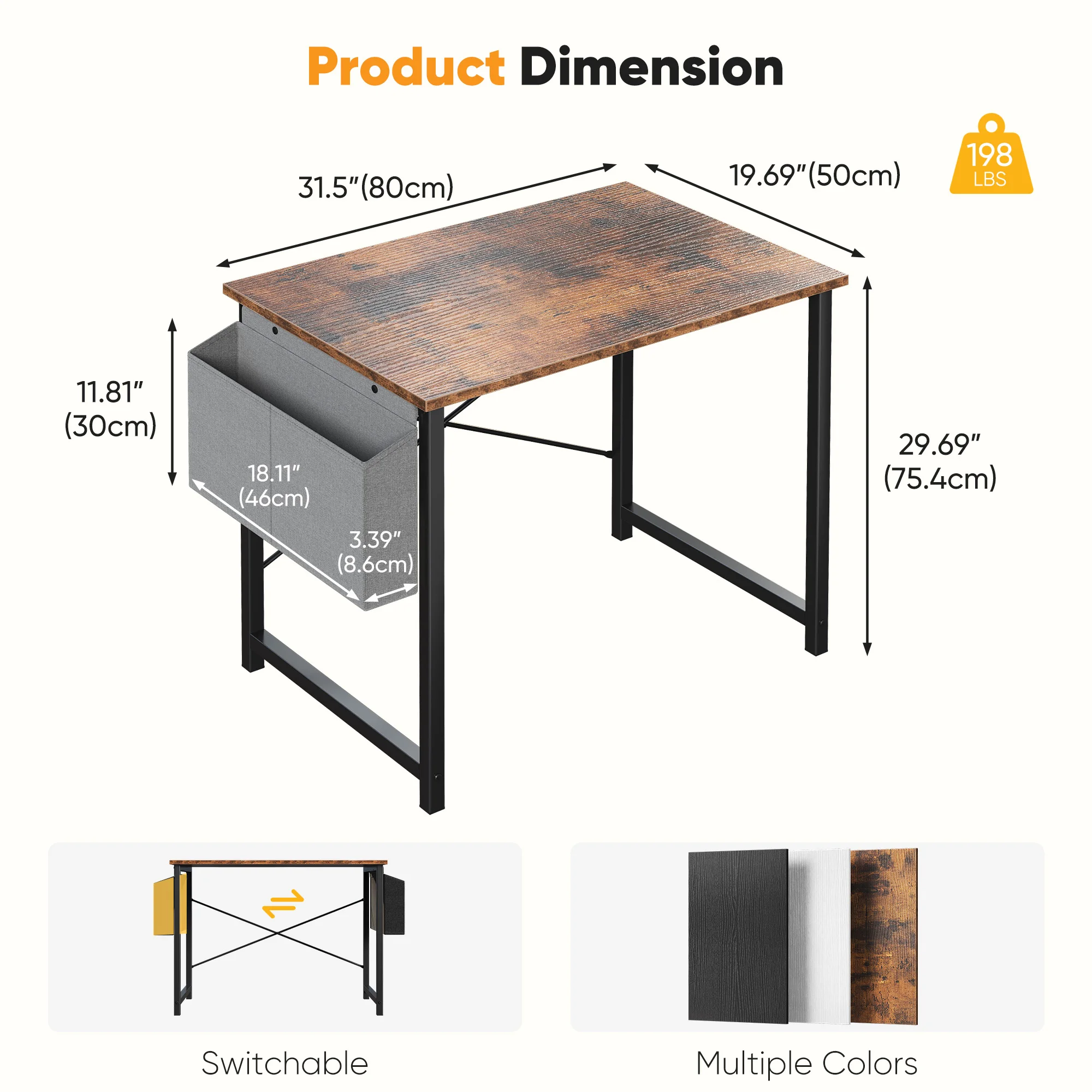Computer Office Desk with Storage and Metal 10