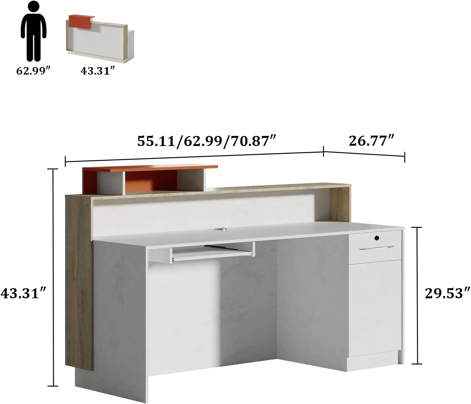 Modern White Stone Wood Reception Desk with LED Light Front 2 | PricZone Modern White Stone Wood Reception Desk with LED Light Front 2 | PricZone