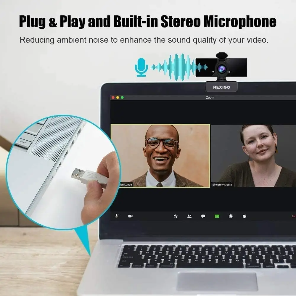1080P Business Webcam with Dual Microphone and Privacy Cover 9