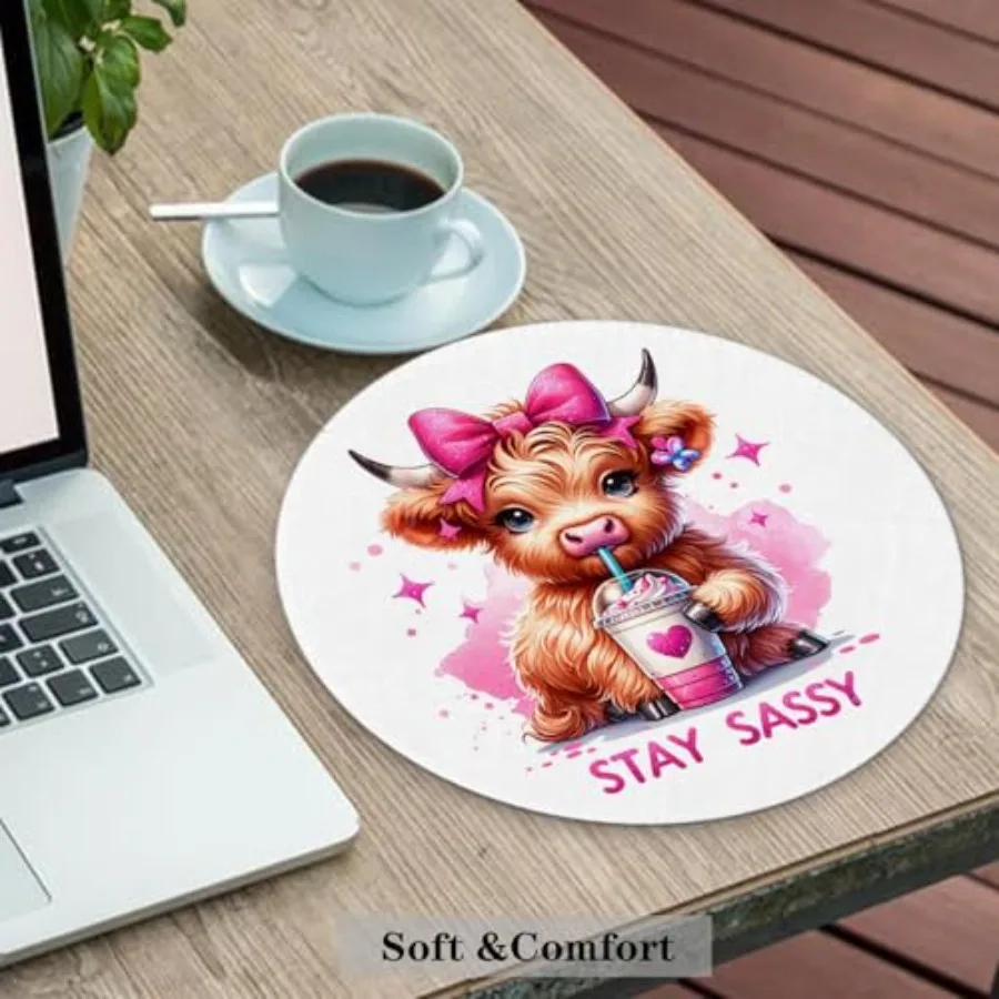 Highland Cow Mouse Pad Coquette Pink Bow 5 | PricZone Highland Cow Mouse Pad Coquette Pink Bow 5 | PricZone