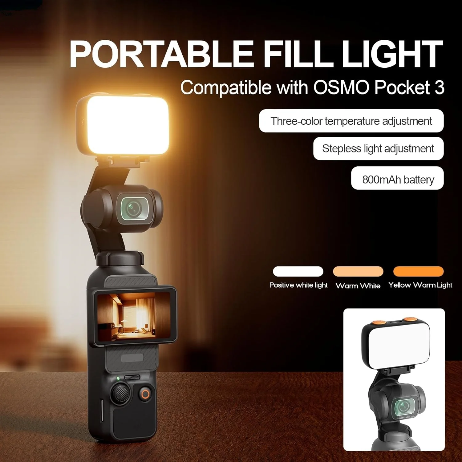 DJI Osmo Pocket 3 Rechargeable Fill Light with Color 10