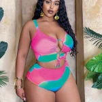 Plus Size Womens 3Pc Swimsuit Set with Gradient Print 3 | PricZone Plus Size Womens 3Pc Swimsuit Set with Gradient Print 3 | PricZone