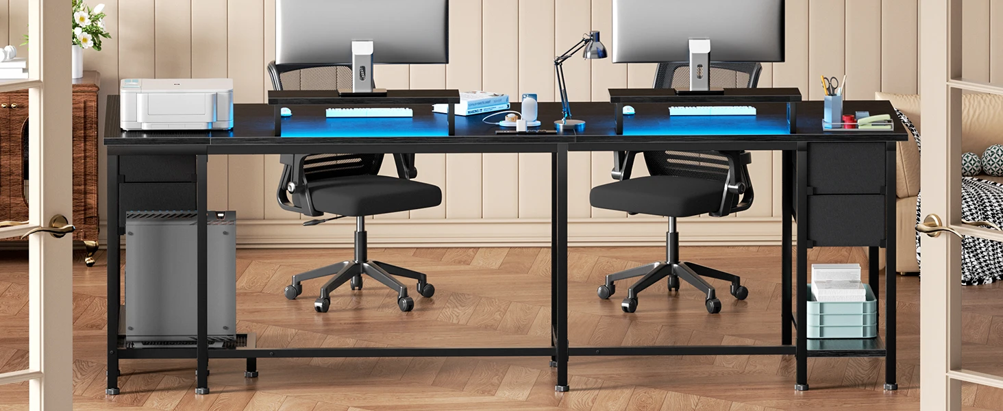 2-Person Office Desk with Power Sockets and Storage 23