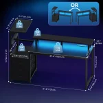 Gaming Desk with 3 Storage Drawers and LED 3 | PricZone