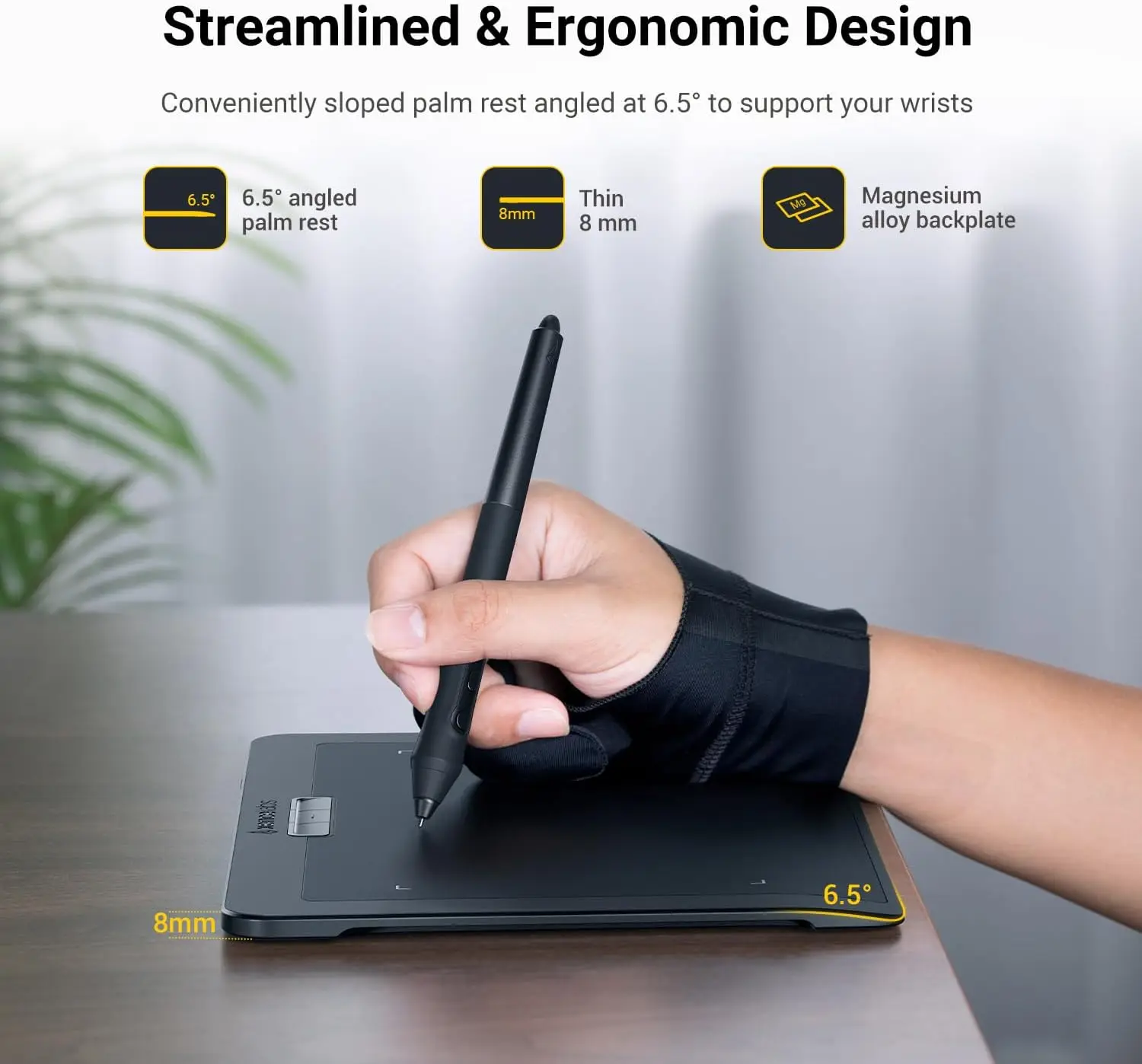 Wireless Drawing Tablet 8192 Levels Pressure 2 Stylus Pens 10