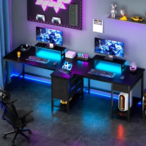 2-Person Office Desk with Power Sockets and Storage product image