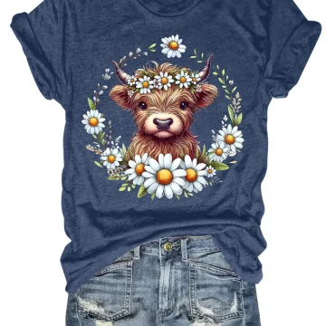 Women's Plus Size Cow Daisy Wreath Tank Top 1