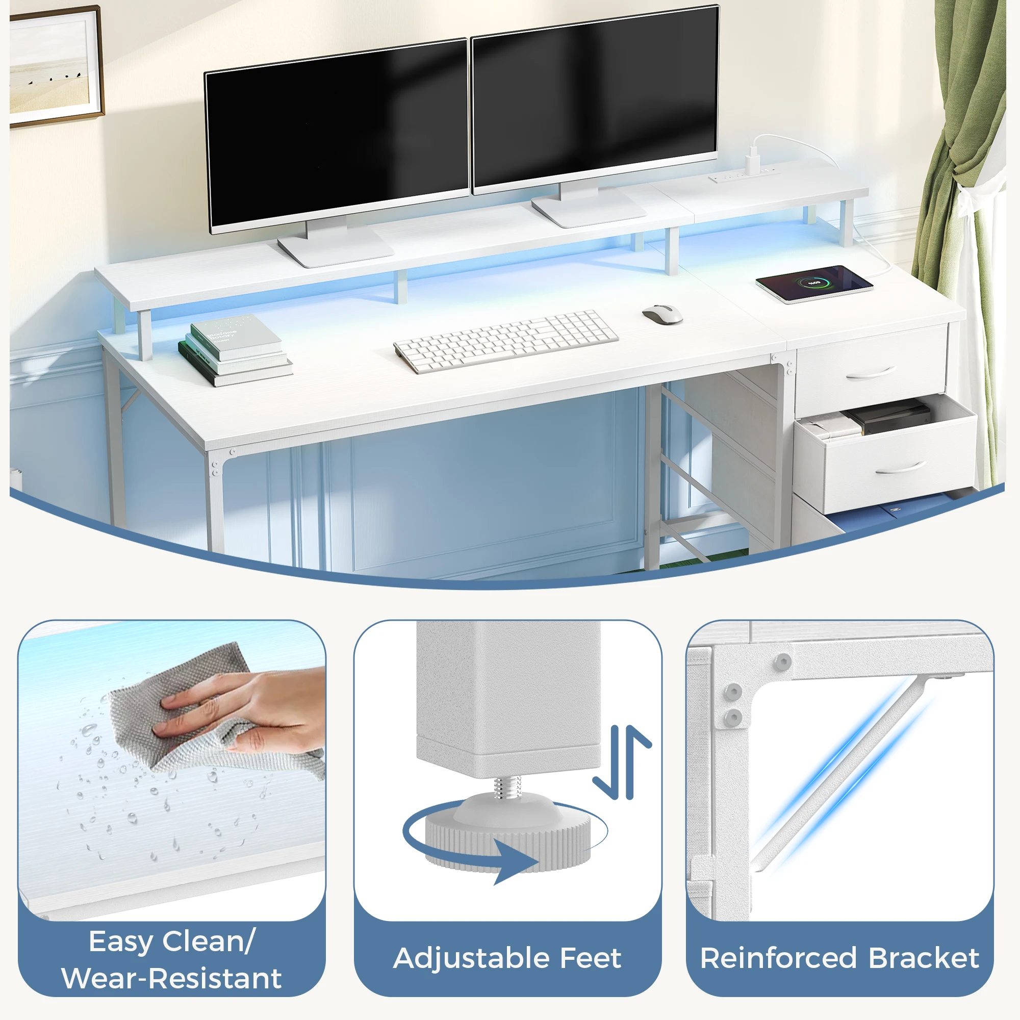 40In47In Gaming Computer Desk with Storage and LED Lights 5 | PricZone 40In 47In Gaming Computer Desk with Storage and LED Lights 5 | PricZone