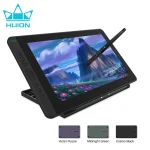 Huion drawing tablet with a stylus on the screen showing a colorful landscape color options Violet Purple Midnight Green Cosmo Black | PricZone