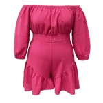 Rose Red Off The Shoulder Three Quarter Sleeve Jumpsuit 5 | PricZone