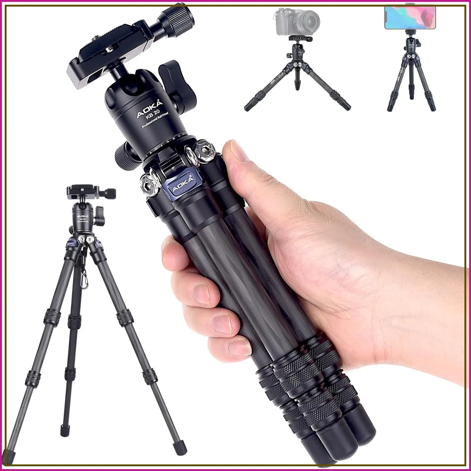 Carbon Fiber Tripod 0.99 Lbs Compact Pocket Travel 7