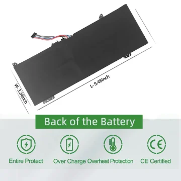 Back of the battery with size labels 948 in by 334 in and safety iconstext at bottom | PricZone