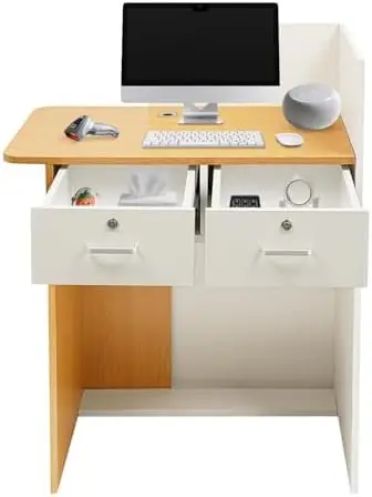 Modern Reception Desk with LED Light and Lockable Drawer 1 | PricZone Modern Reception Desk with LED Light and Lockable Drawer 1 | PricZone