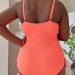 Plus Size Cut Out Swimsuit with Drawstring Side 4 | PricZone Plus Size Cut Out Swimsuit with Drawstring Side 4 | PricZone