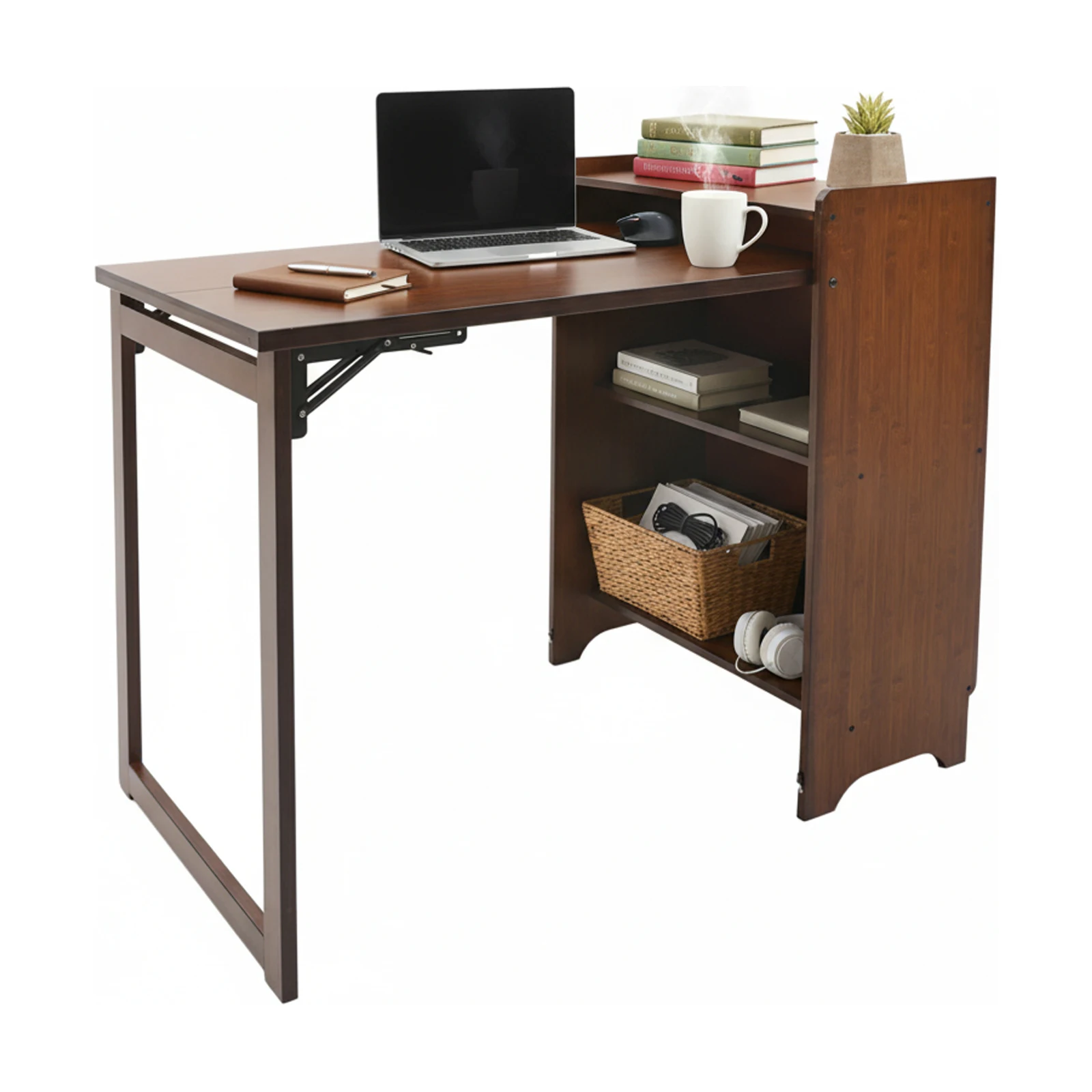 Foldable Bamboo Computer Desk with Storage Shelves 8 | PricZone Foldable Bamboo Computer Desk with Storage Shelves 8 | PricZone