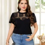Plus Size Summer Lace Patchwork Blouse 1 | PricZone