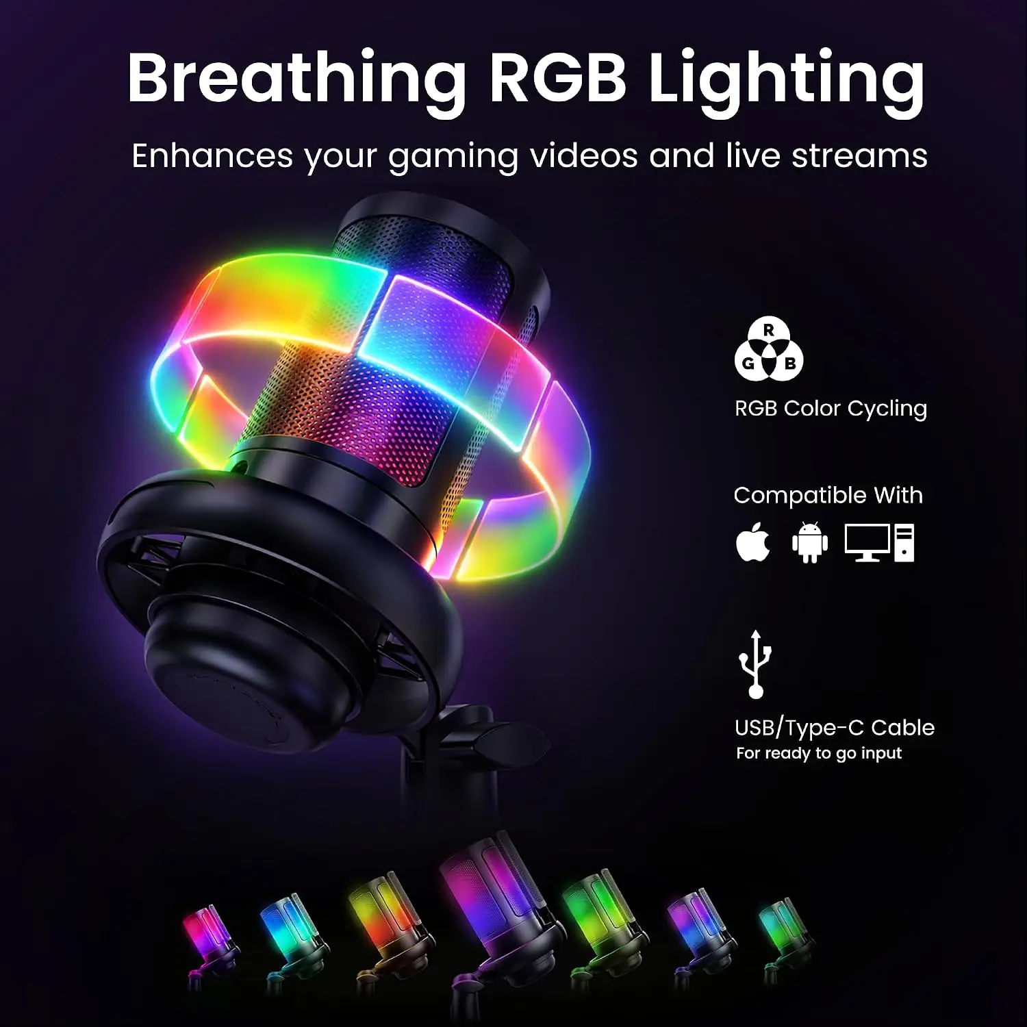 1080P Streaming Kit with Webcam Mic and LED Light 10