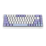 Ajazz Nk68 V2 Wired Mechanical Gaming Keyboard Red Switch 6 | PricZone Top down view of a compact mechanical keyboard with lavender and white keycaps and a white base NACODEX logo visible on the right edge | PricZone