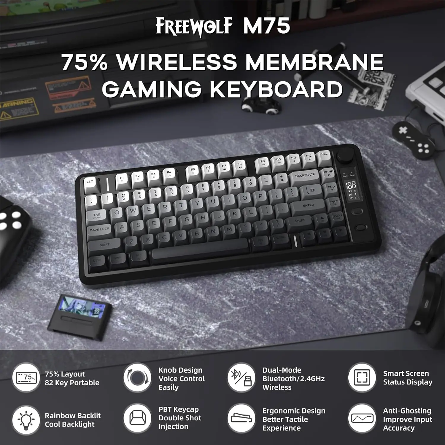 Attack Shark M75 Wireless Membrane Gaming Keyboard 1 | PricZone Attack Shark M75 Wireless Membrane Gaming Keyboard 1 | PricZone