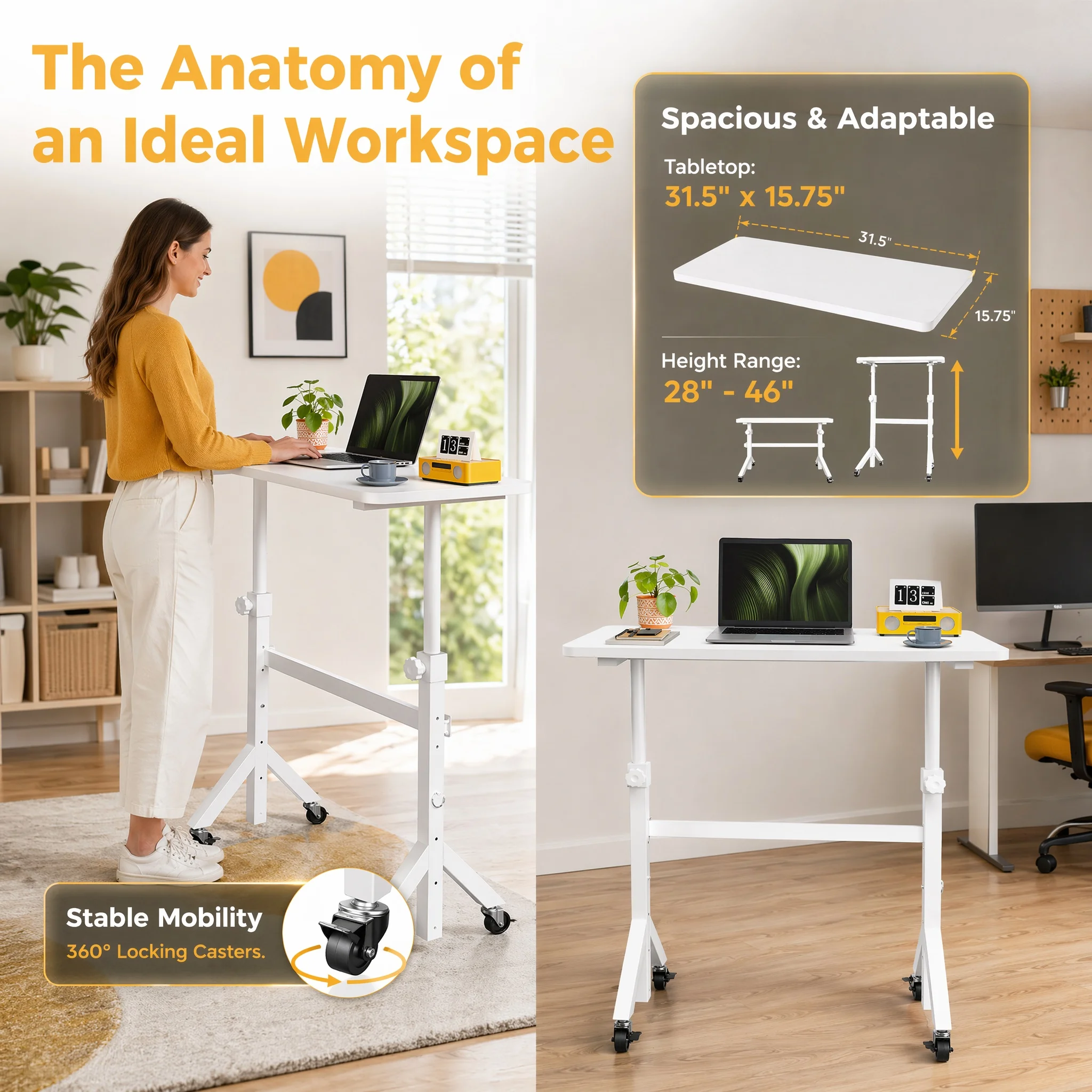 Small Standing Desk Adjustable Height with Wheels 8 | PricZone Small Standing Desk Adjustable Height with Wheels 8 | PricZone