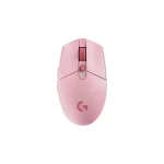 Pink wireless gaming mouse with scroll wheel top view on white background | PricZone