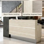 Travertine Reception Desk 63 in x 71 in with Locking Drawers 6 | PricZone Travertine Reception Desk 63 in x 71 in with Locking Drawers 6 | PricZone