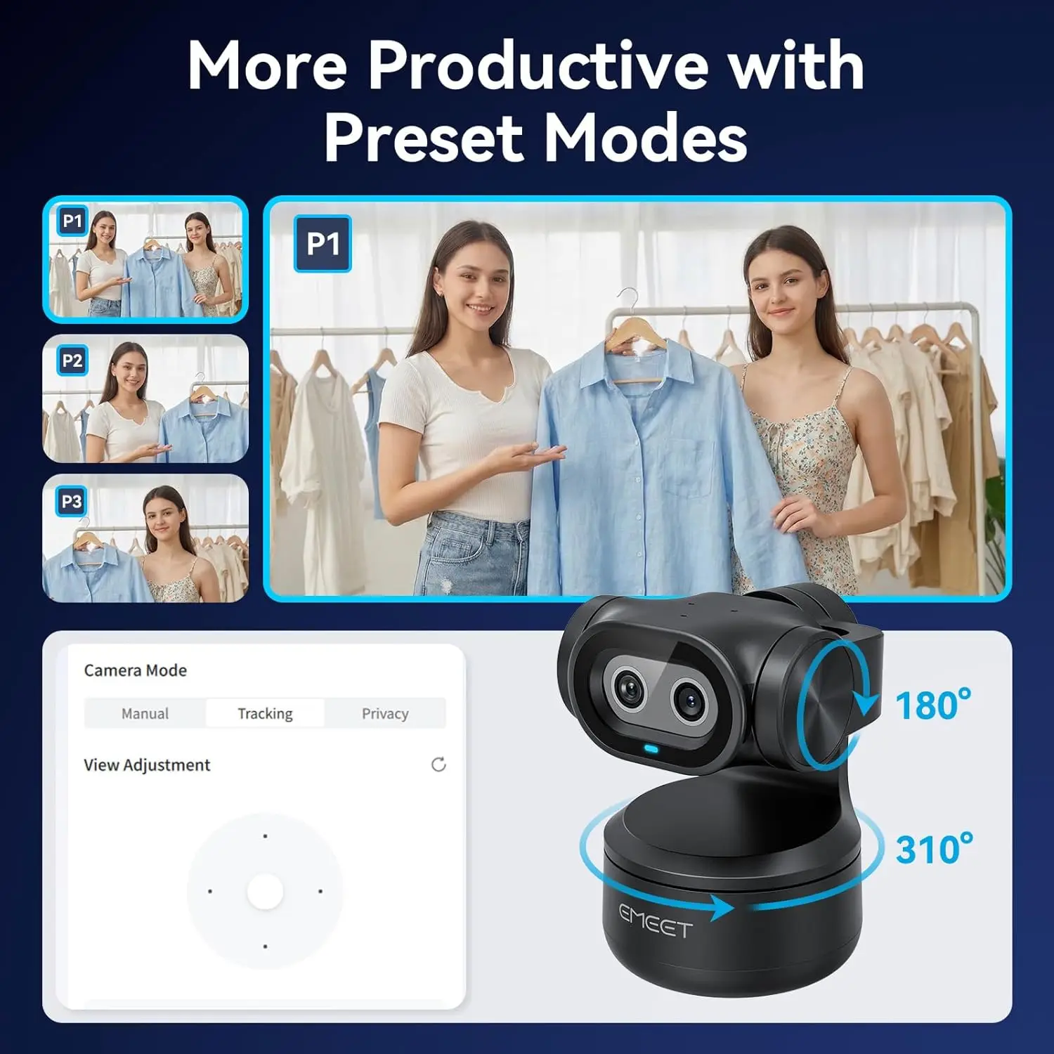 Dual-Camera AI PTZ 2K Webcam with Auto-Tracking and Gesture 10