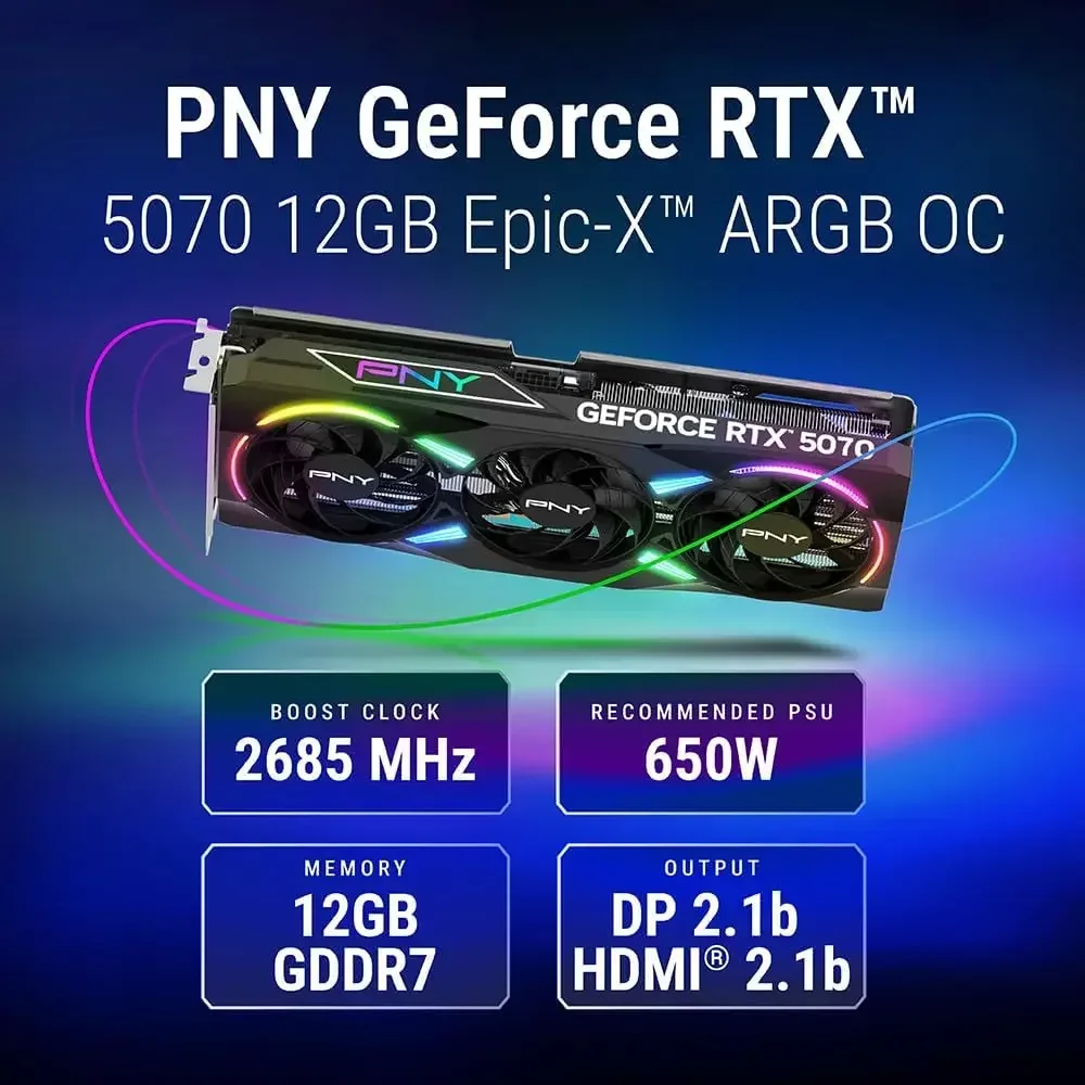 NVIDIA GeForce RTX 5070 Epic-X Argb Oc Triple Fan Graphics 8