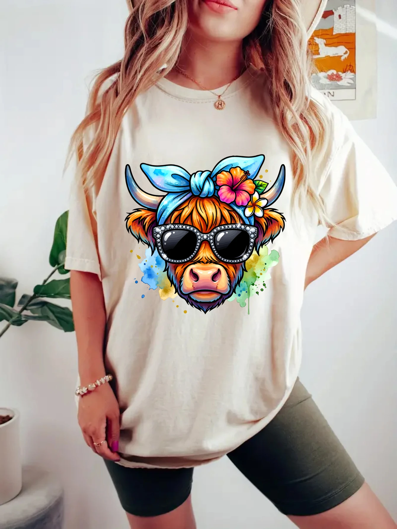Womens Plus Size Colorful Cow Tank Top with Sunglasses 4 | PricZone Womens Plus Size Colorful Cow Tank Top with Sunglasses 4 | PricZone