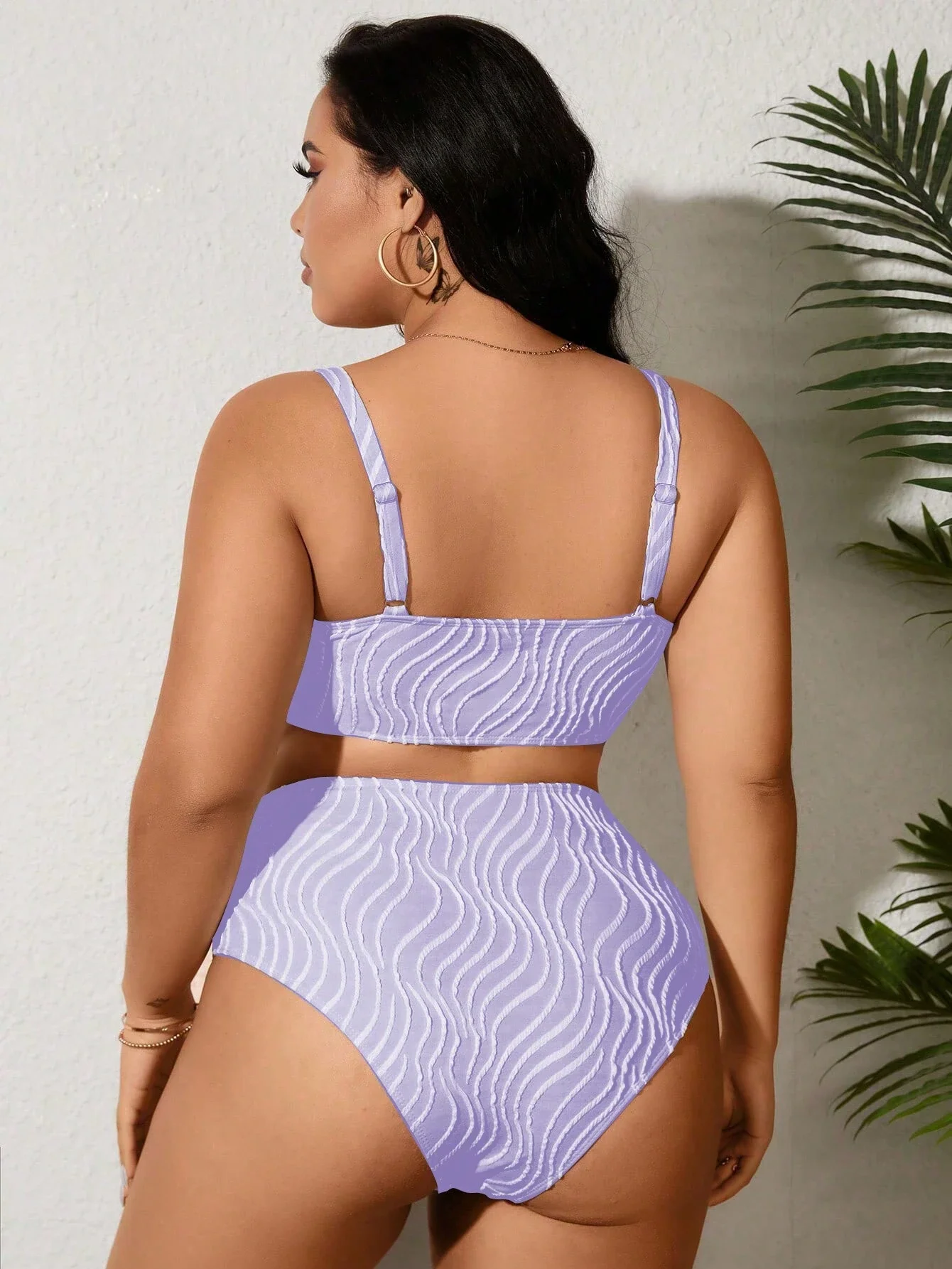 Plus Size Women Wavy Print High Waist Bikini Set Summer 2 | PricZone Plus Size Women Wavy Print High Waist Bikini Set Summer 2 | PricZone