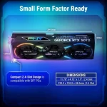 NVIDIA GeForce RTX 5070 EpicX Argb Oc Triple Fan Graphics 4 | PricZone Infographic of a PNY GeForce RTX 5070 GPU showing Small Form Factor Ready and dimensions 299 mm × 120 mm × 48 mm 24 slot | PricZone