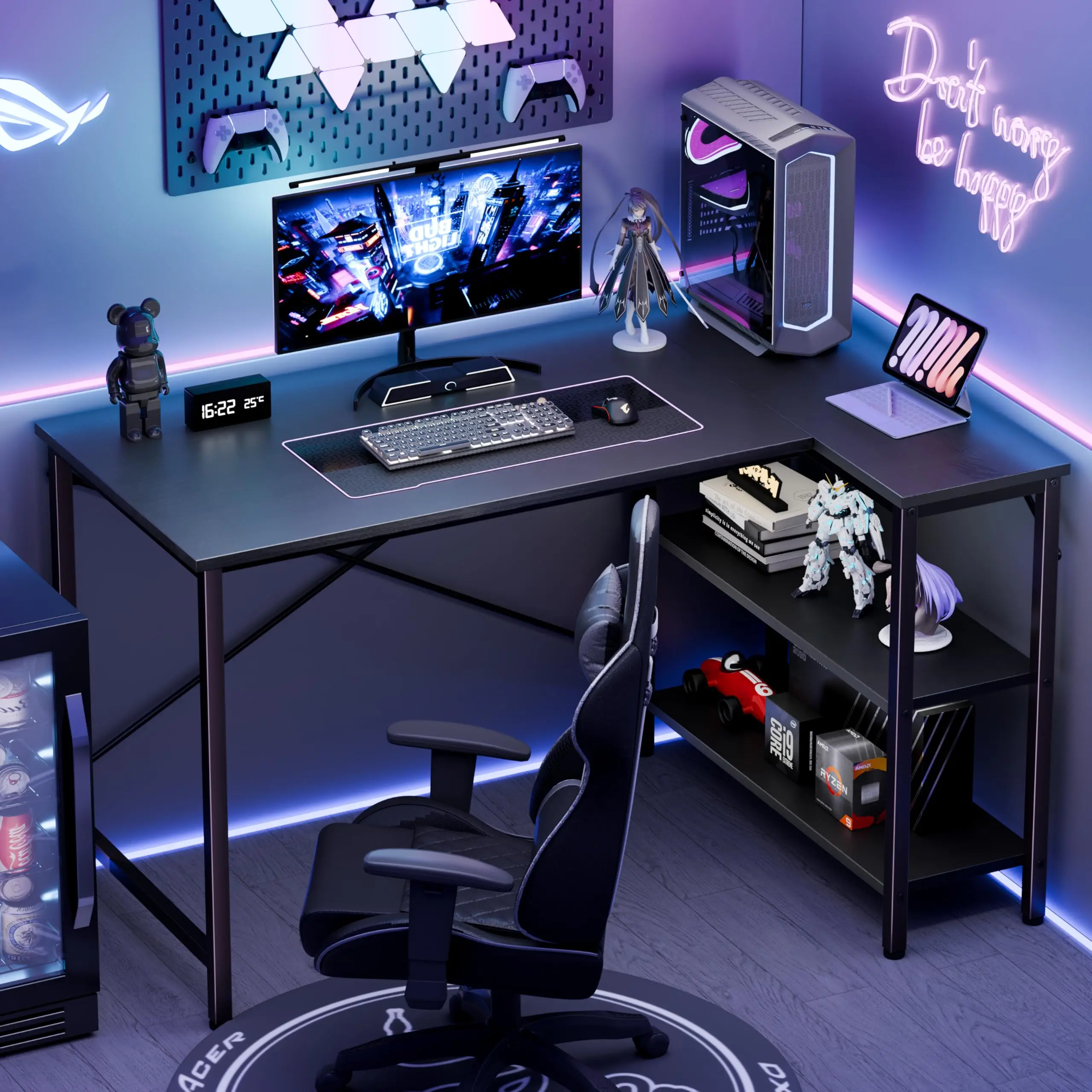 L Shaped Computer Desk with Reversible Storage Shelves 1 | PricZone L Shaped Computer Desk with Reversible Storage Shelves 1 | PricZone