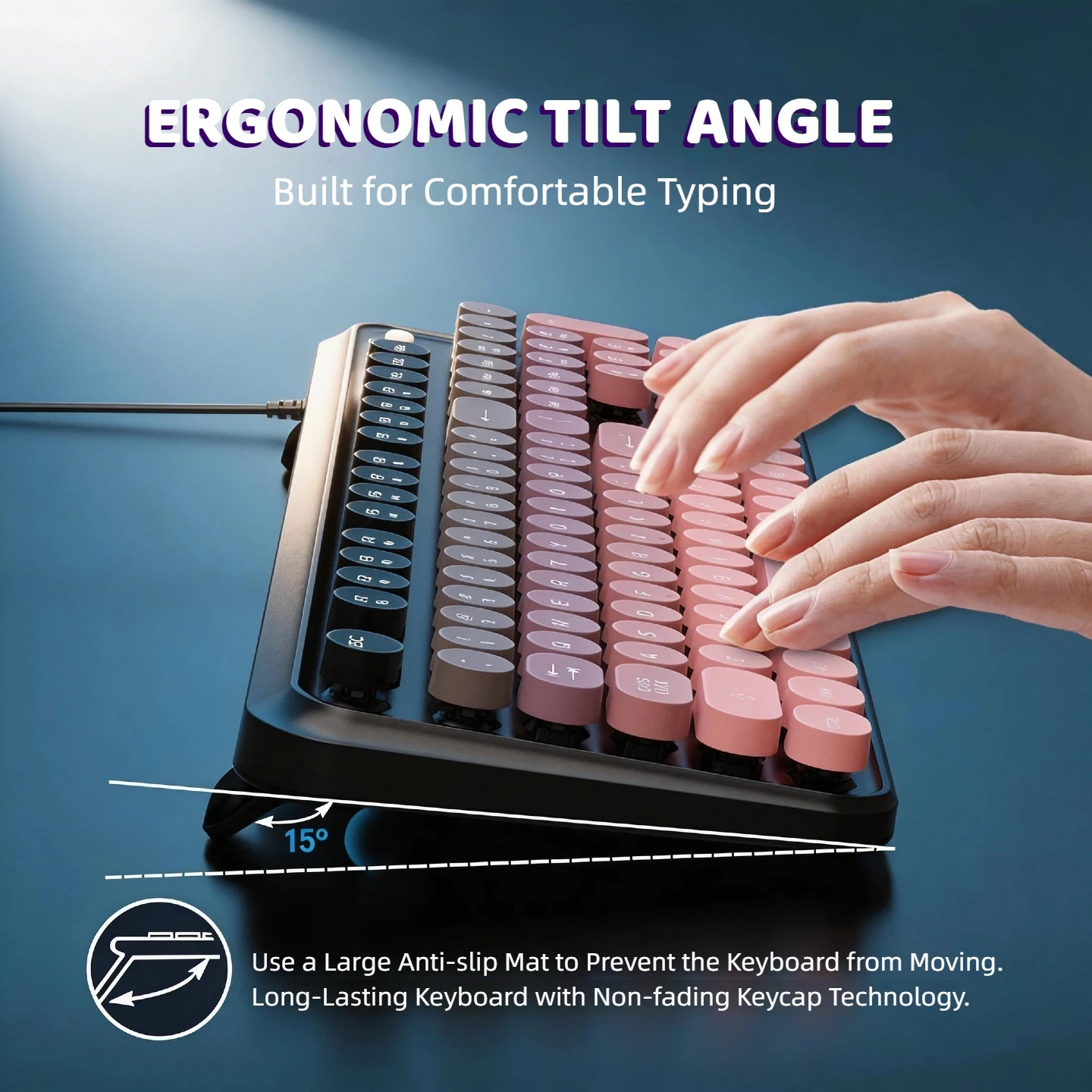 Retro Typewriter Keyboard Mouse Combo Wired Gradient Round 13