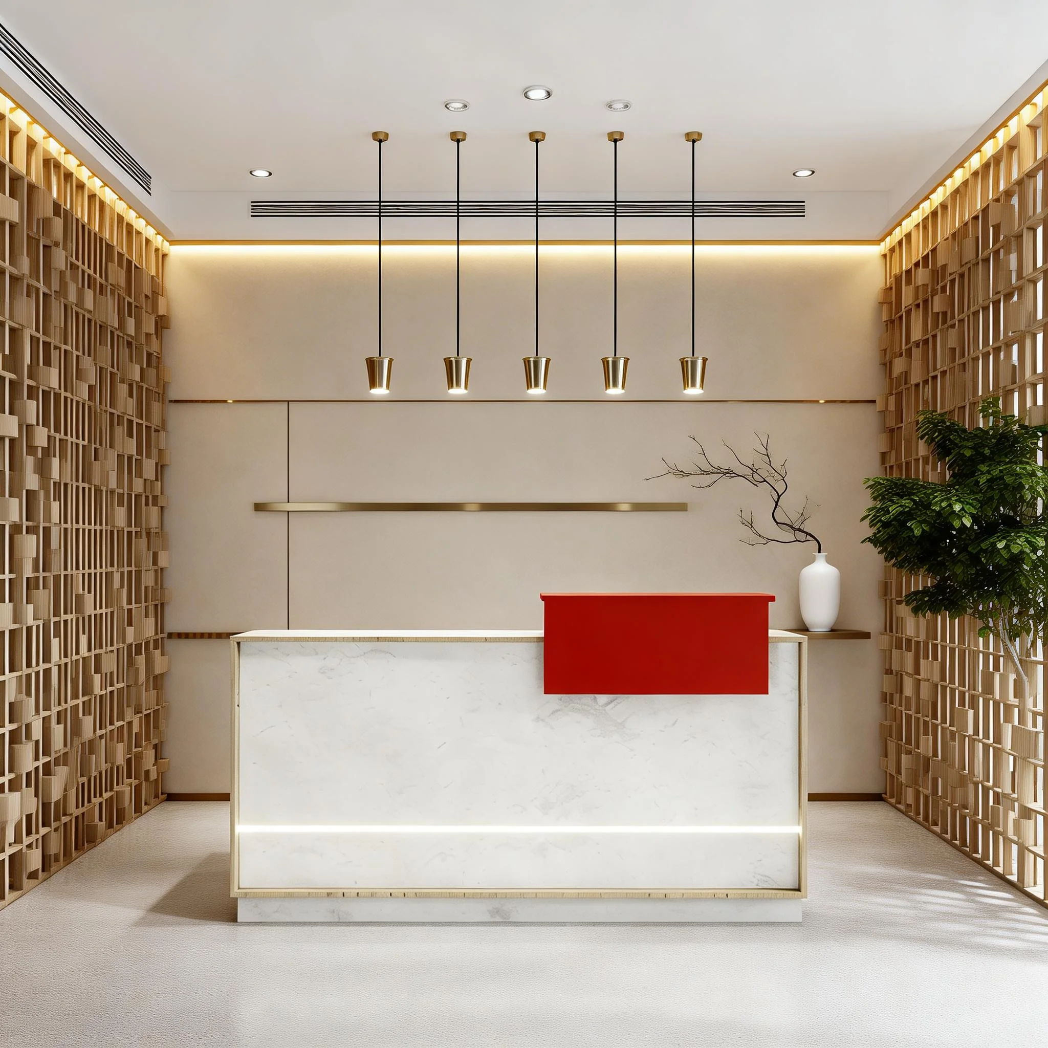 Modern White Stone Wood Reception Desk with LED Light Front 1 | PricZone Modern White Stone Wood Reception Desk with LED Light Front 1 | PricZone