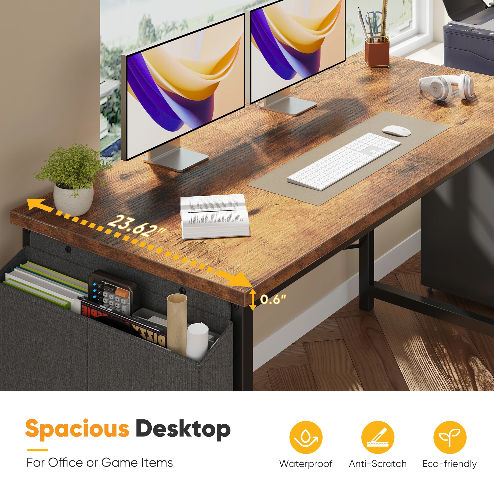 Computer Office Desk with Storage and Metal 21