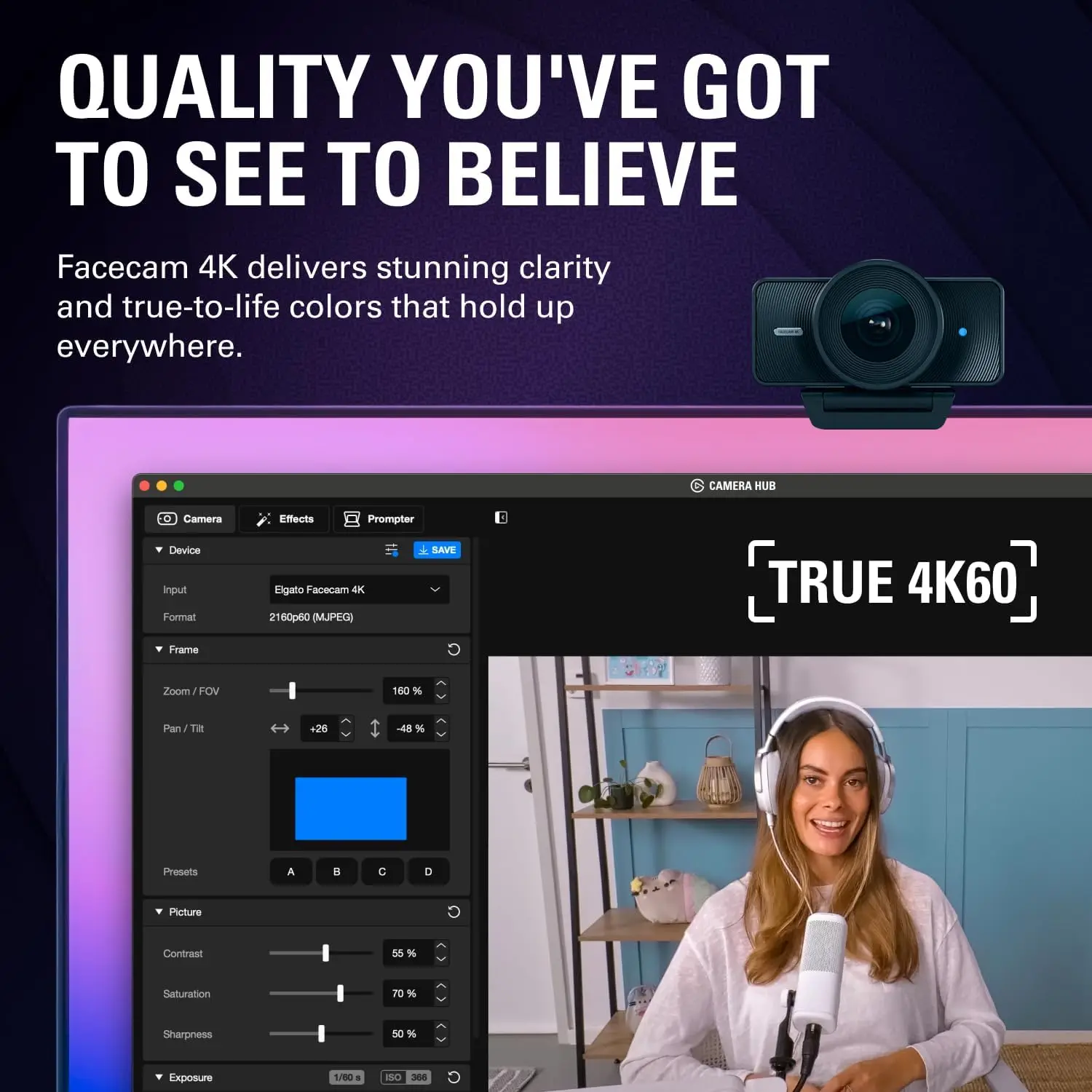4K60 Webcam with Sony Sensor and HDR Lens Filter Support 8