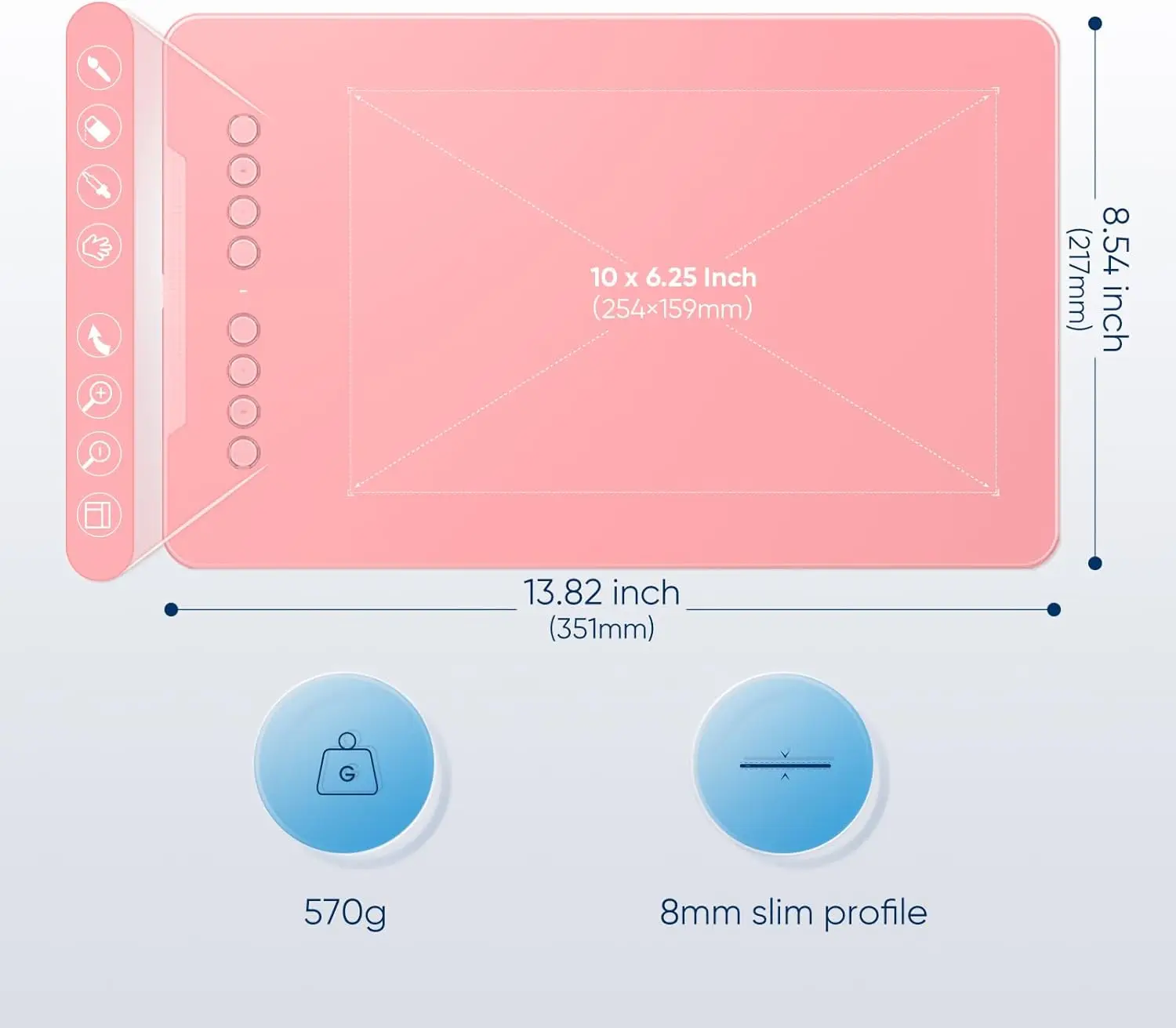10X6.25 Inch Graphics Drawing Tablet with 16384 Levels 9