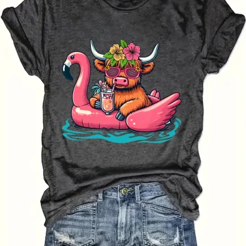 Plus Size Tank Top Bull On Flamingo Float Summer 1