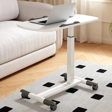 Adjustable Height Overbed Table with Rolling Laptop Desk 1