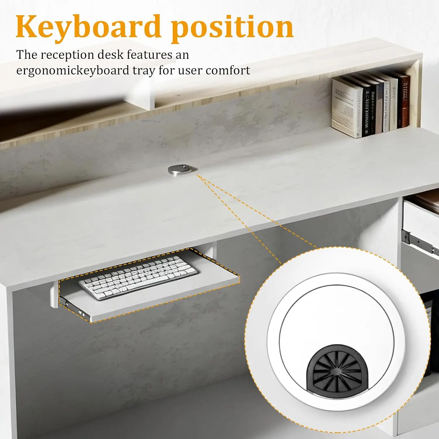 Modern White Stone Wood Reception Desk with LED Light Front 4 | PricZone Modern White Stone Wood Reception Desk with LED Light Front 4 | PricZone