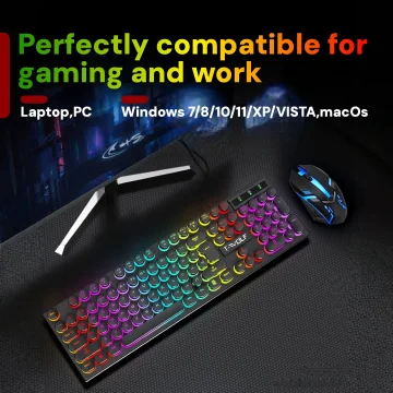 T-Wolf Mechanical RGB Wired Gaming Keyboard Mouse Combo 2