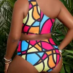 Plus Size Colorful OneShoulder Swimwear Set for Summer 6 | PricZone Plus Size Colorful One Shoulder Swimwear Set for Summer 6 | PricZone
