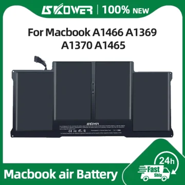 Replacement MacBook Air battery compatible with models A1466 A1369 A1370 A1465 shown with a multi cell black battery pack and a green promotional border Fast Ship 24h | PricZone