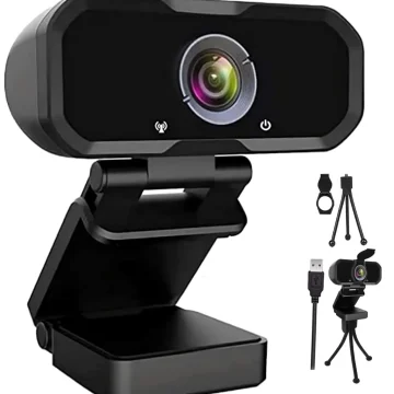 1080P HD Webcam with Microphone Wide Angle Tripod for PC 1