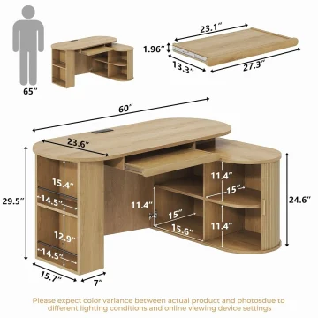 L-Shaped Computer Desk with Storage and Reversible Office 2
